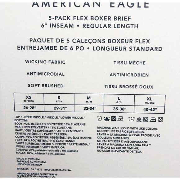 American Eagle Flex Boxer Briefs 6" Inch 5-Pack Stretchy Soft Size XS Gray Multi - Picture 4 of 7